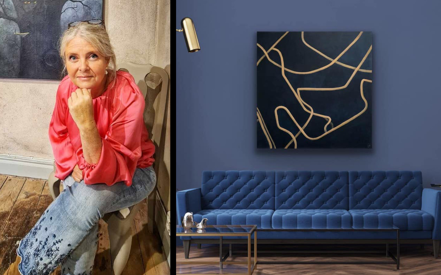 Image of Annette Landin and one of her artworks, © Annette Landin