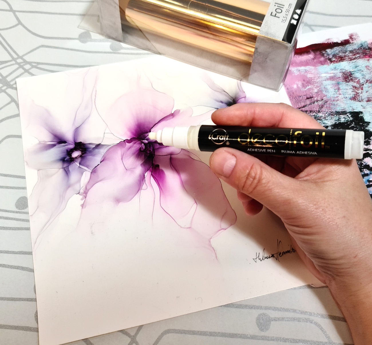 Adhesive pen used on painting, © Helena Henriksdotter
