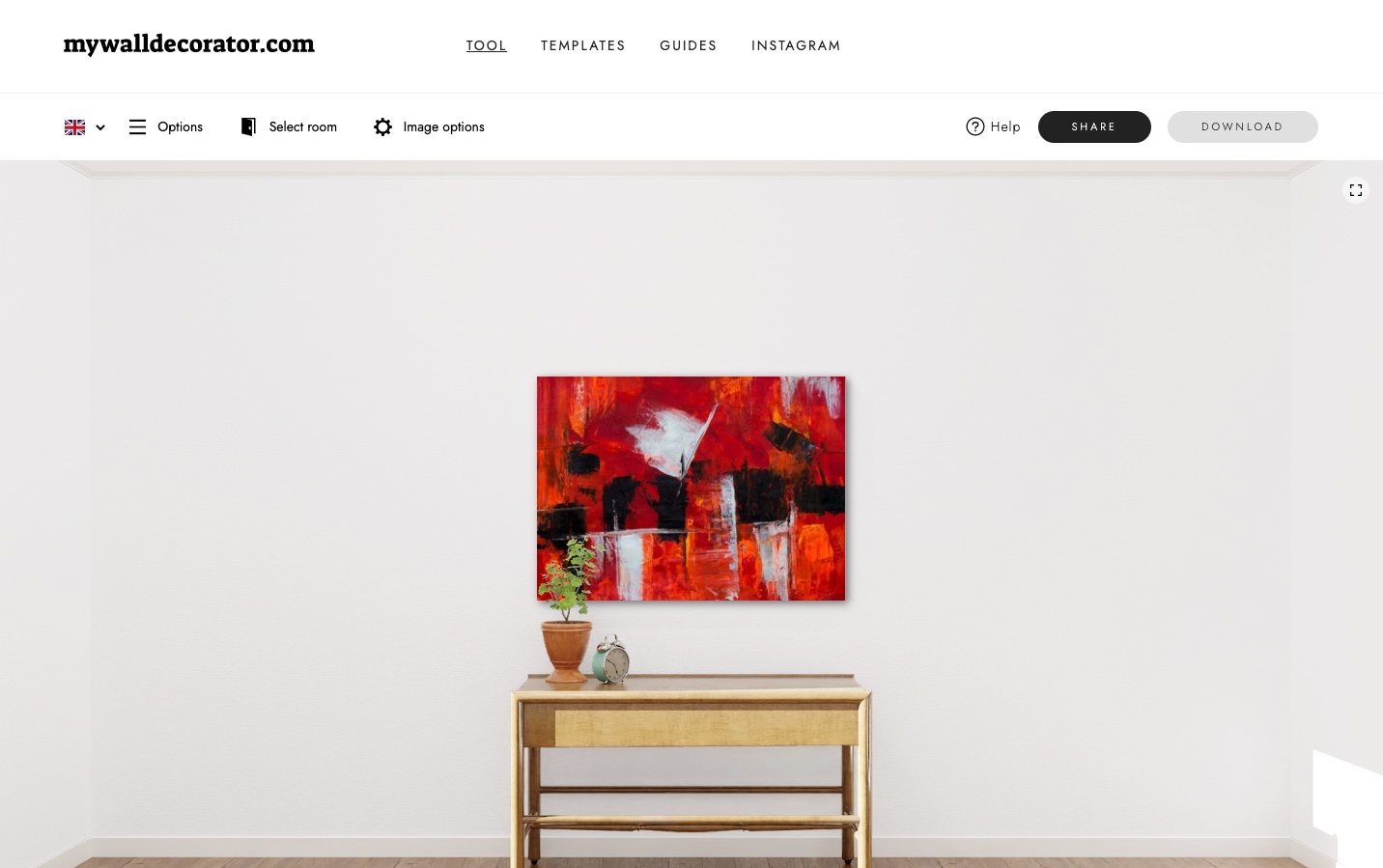 An artwork placed on the wall in the room