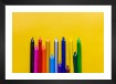Gallery wall with picture frame in black in size 21x30 with print "Pencils and yellow"