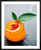 Gallery wall with picture frame in black in size 40x50 with print "Orange drink"