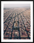 Gallery wall with picture frame in black in size 40x50 with print "Barcelona city center"