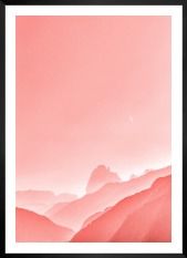 Gallery wall with picture frame in black in size 50x70 with print "Pink sky"