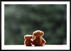 Gallery wall with picture frame in black in size 50x70 with print "Teddy bears and greenery"