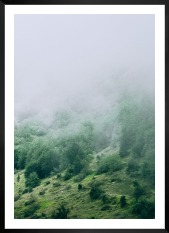 Gallery wall with picture frame in black in size 50x70 with print "Slope with trees"