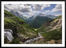 Gallery wall with picture frame in black in size 50x70 with print "Bergsdal"