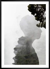 Gallery wall with picture frame in black in size 50x70 with print "Silhouette and tree"