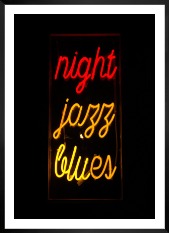 Gallery wall with picture frame in black in size 50x70 with print "Neon signs"