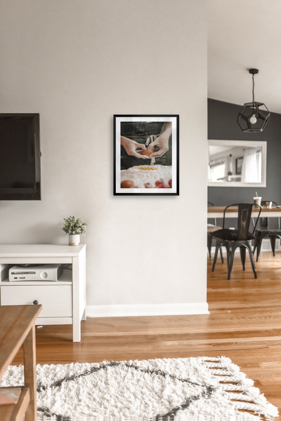 Gallery wall with picture frame in black in size 40x50 with print "Homemade pasta"