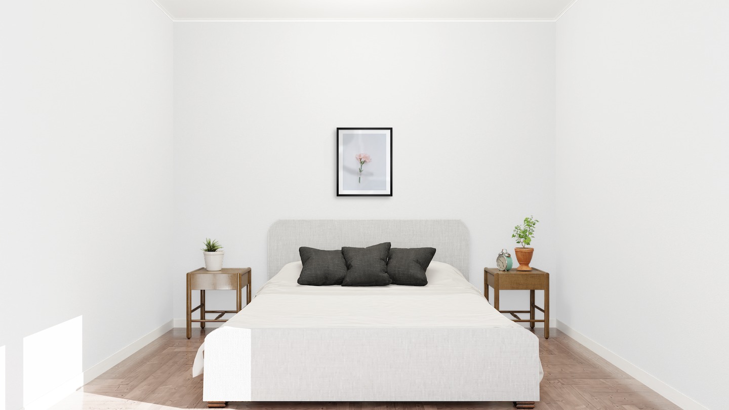 Gallery wall with picture frame in black in size 40x50 with print "Pink flower"