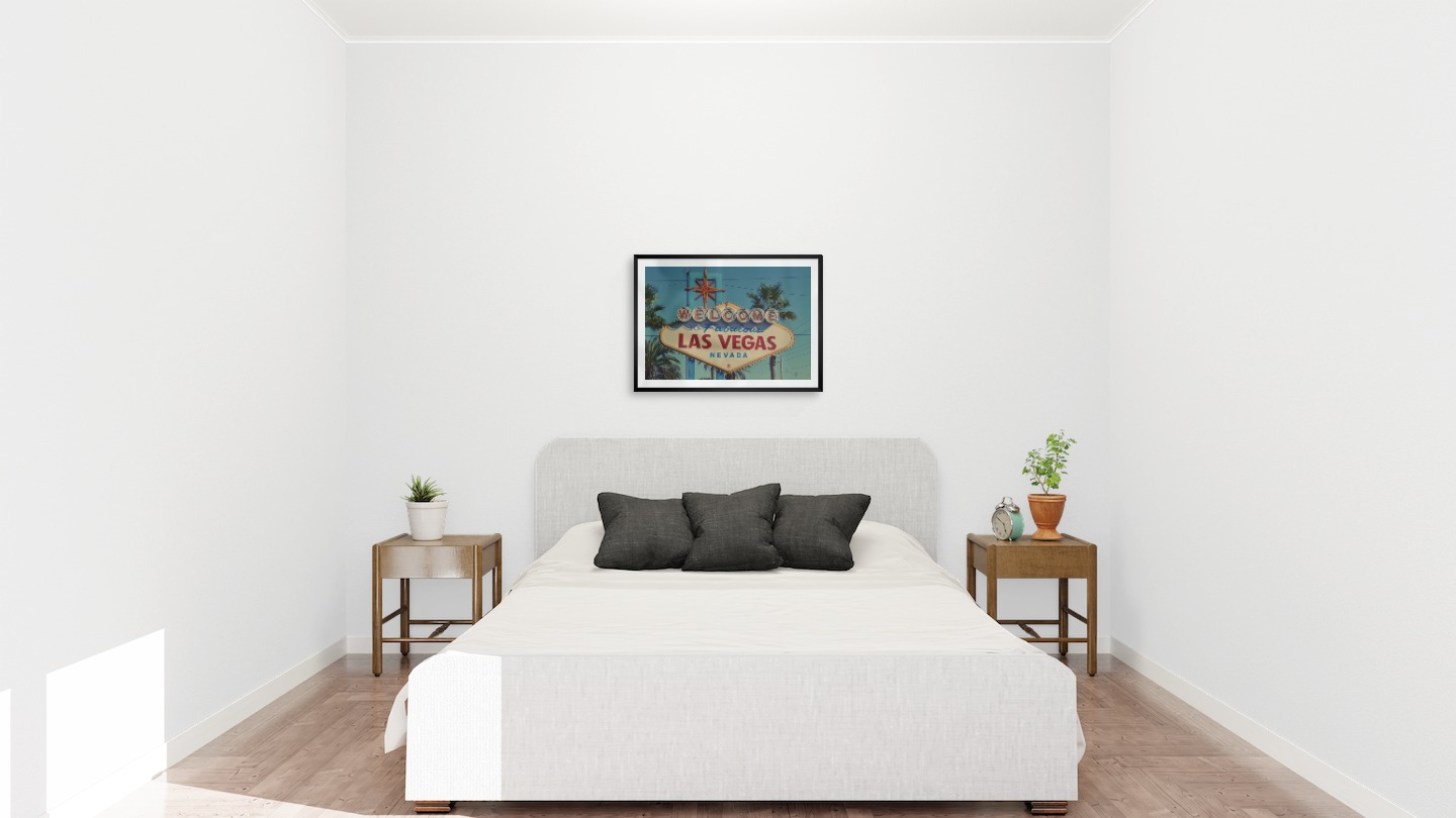 Gallery wall with picture frame in black in size 50x70 with print "Las Vegas sign"