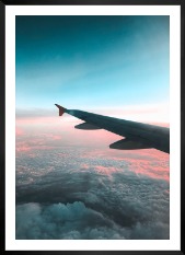 Gallery wall with picture frame in black in size 50x70 with print "Above the clouds"