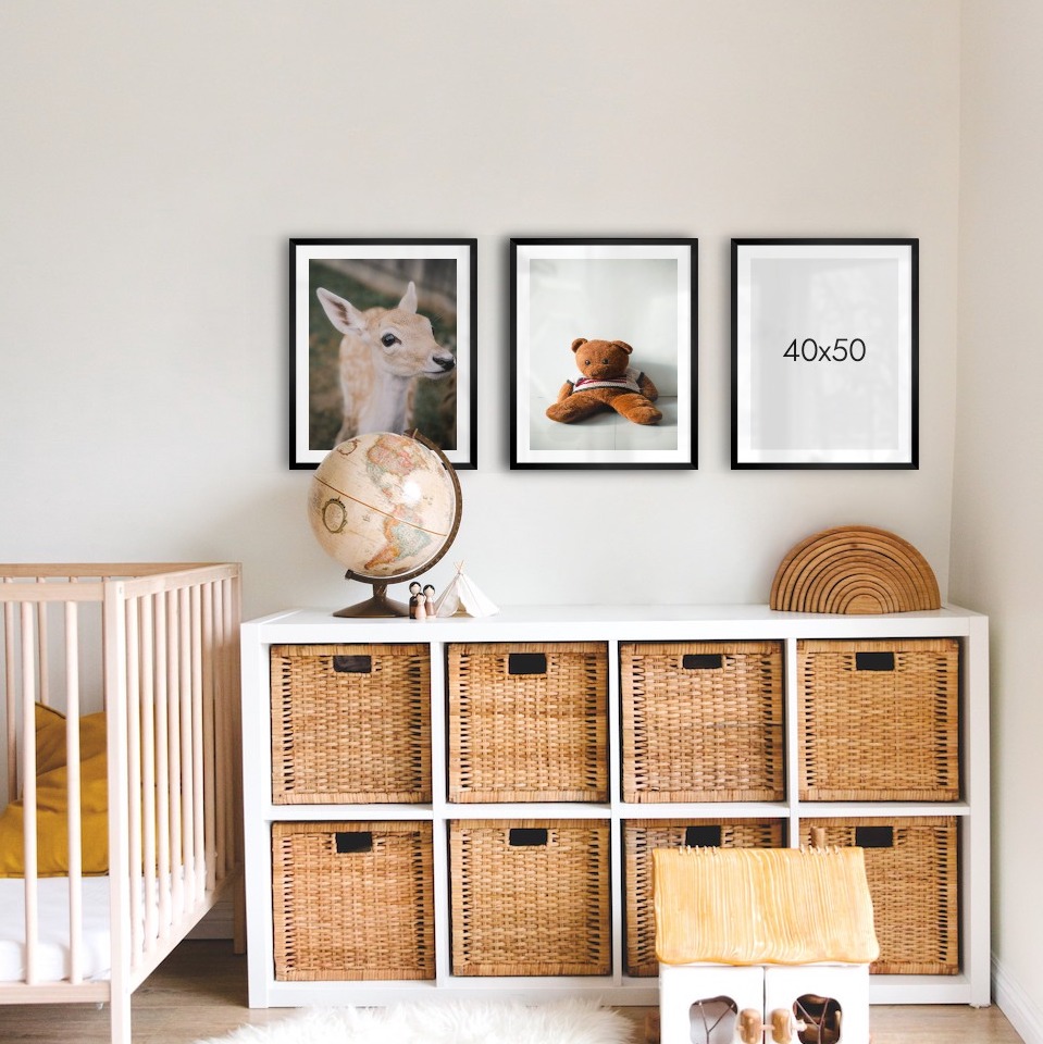 Living room with frames on the wall