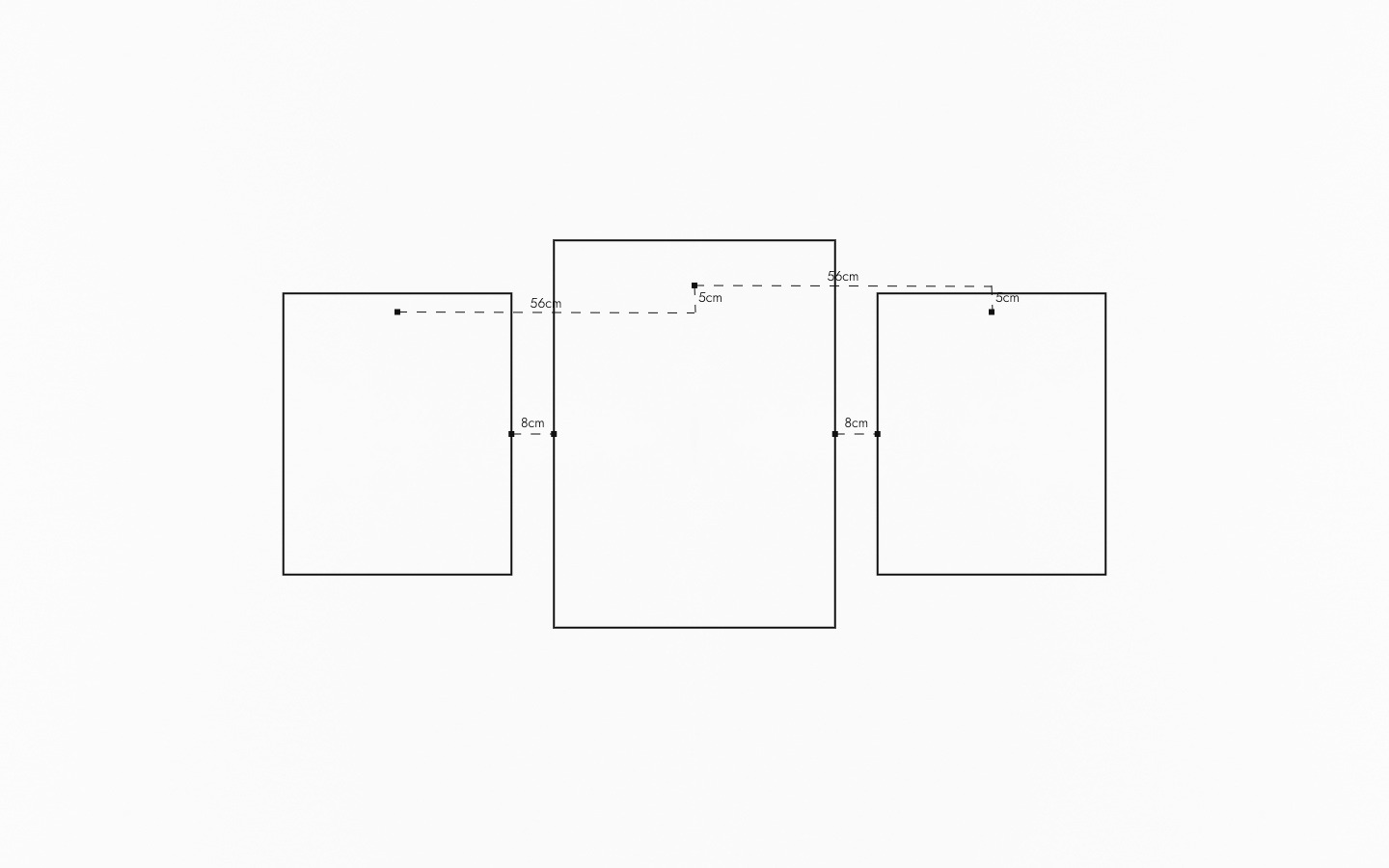 Gallery wall with picture frames in black in sizes 40x50 and 50x70